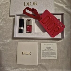 Dior Red Lipstick and Nail Polish Set with Tag